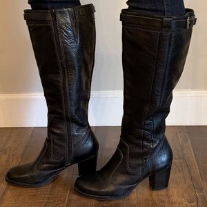 Naturalizer Damaris Black Leather Riding Boots